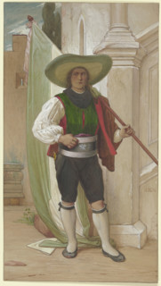 Tyrolean flag bearer at the wine festival, 1856. Creator: Eduard von Steinle.