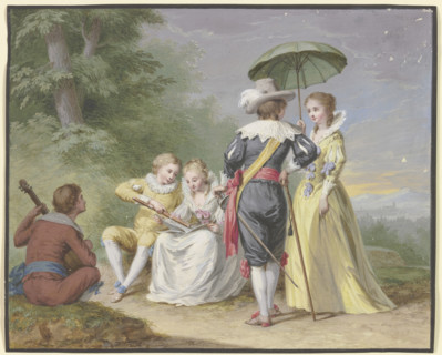 Musicians playing at the edge of the forest, 1770-1800. Creator: Friedrich Tischbein.