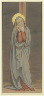 Mary sorrowful beneath the cross, 1868. Creator: Eduard von Steinle.