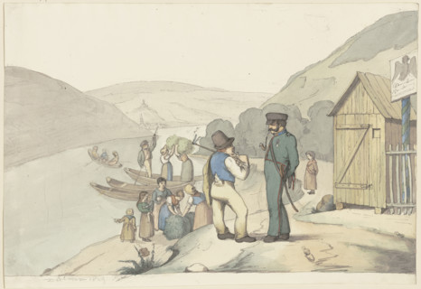 Toll guard at the Rhine, 1829. Creator: Jakob Dielmann.