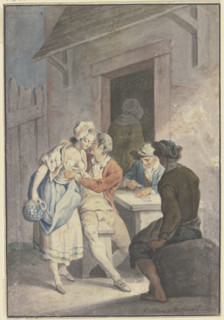 Scene in front of an inn, 1780. Creator: Gottlieb Welte.