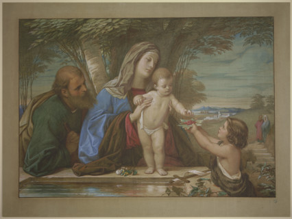 Madonna della Fontana: The Holy Family with the infant John the Baptist at a spring, 1854. Creator: Eduard von Steinle.