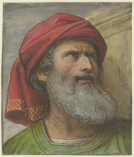 Head of an upward-looking man with a turban, c1830-1880. Creator: Eduard von Steinle.