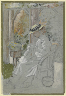 Luise Scholderer on the veranda, c1890s. Creator: Otto Scholderer.