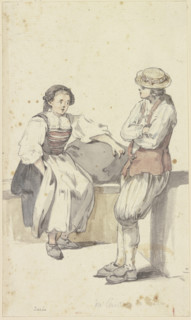 Young peasant couple in Zurich, the girl sitting, the farmer standing, c1771-1772. Creator: Georg Melchior Kraus.