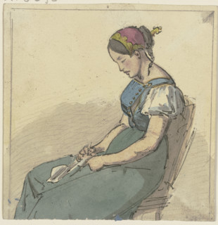 Seated girl, asleep, c1830-1880. Creator: Jakob Dielmann.