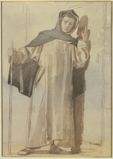 Monk knocking on a door, c1850-1900. Creator: Johann Heinrich Hasselhorst.