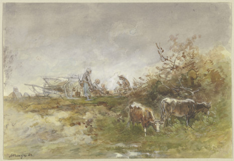 Rest on the field, 1882. Creator: Anton Burger.