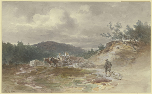 Landscape with an ox-drawn cart, 1882. Creator: Anton Burger.