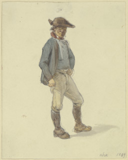 Standing farmer facing right, 1849. Creator: Jakob Dielmann.
