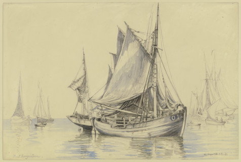 Fishing boats near Ostend, 1886. Creator: Ernst Morgenstern.