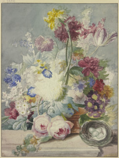 Bouquet, with a bird's nest with eggs. Creator: Paul Theodor van Brussel.