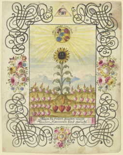 Sunflower with gold lettering, c1740-1788. Creator: Johann Esaias Nilson.