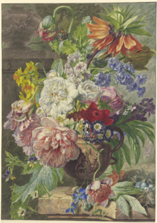Still Life with Bouquet of Flowers and Bird’s Nest, (1780?). Creator: Wybrand Hendriks.
