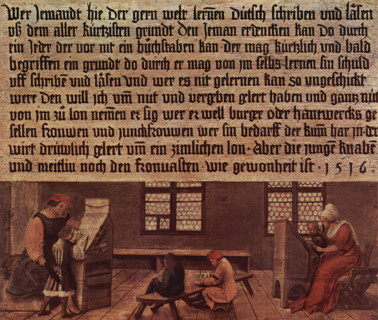 School with school master and children, 1516. Creator: Ambrosius Holbein.