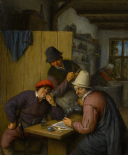 Three Drinking and Smoking Farmers in a Tavern, 1667. Creator: Adriaen van Ostade.