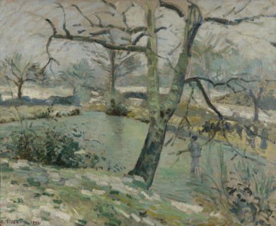 Montfoucault Pond, Winter Effect, 1874. Creator: Camille Pissarro.