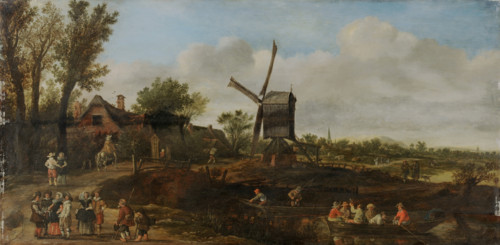 River Landscape with Windmill and boats, 1625. Creator: Jan van Goyen.