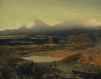 Landscape at Sunset, 1849. Creator: Arnold Bocklin.