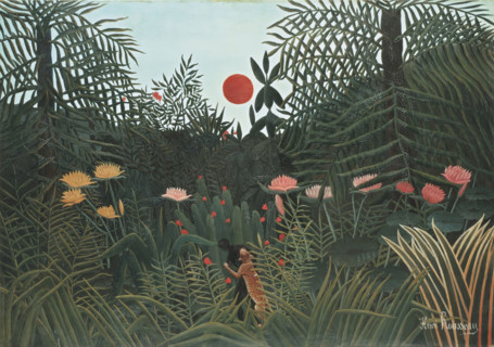 Virgin forest with sunset, 1909. Creator: Henri Rousseau.