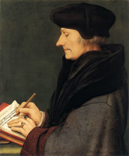 Portrait of Erasmus of Rotterdam writing, 1523. Creator: Hans Holbein the Younger.
