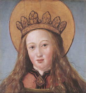Head of a female saint, 1527. Creator: Hans Holbein the Younger.
