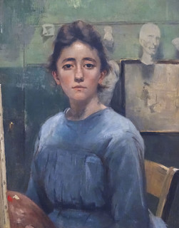 Self-Portrait in front of the Easel, 1887. Creator: Augusta Rossmann.