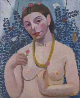 Self-Portrait as a Half-Length Nude with Amber Necklace II, 1906. Creator: Paula Modersohn-Becker.