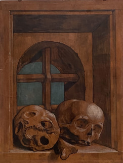 Two skulls in a window niche, 1520. Creator: Hans Holbein the Younger.
