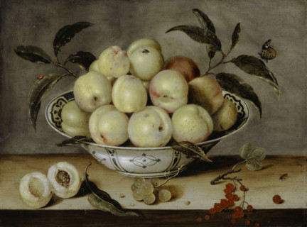 Still Life with Peaches in a Chinese Porcelain Bowl, 1638. Creator: Isaak Soreau.