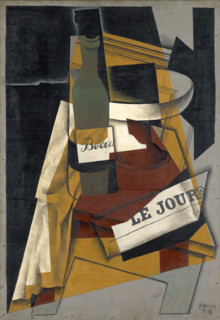 Bottle and Fruit Bowl, (Bottle, Newspaper and Fruit Bowl), 1916. Creator: Juan Gris.