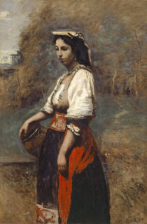 Italian woman at the fountain, 1867. Creator: Jean-Baptiste-Camille Corot.