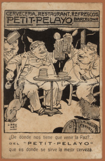 Postcard advertising the Bar Petit-Pelayo, Barcelona, Spain, 1920s. Creator: Llorenç Brunet Torroll.