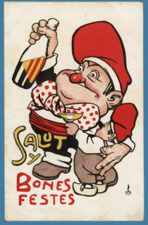 Postcard - 'Salut y Bones Festes', Catalunya, 1920s.  Creator: Cayetano Cornet Palau.