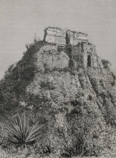 Pyramid of the Magician, also called House of the Dwarf, Uxmal, Mexico, 1892.  Creator: Unknown.