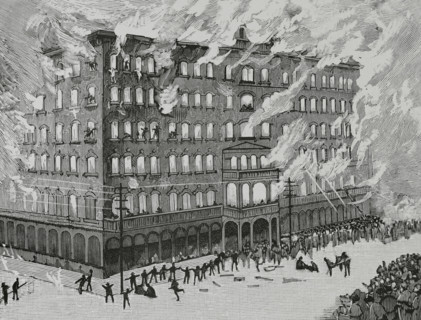 Newhall House Hotel Fire, Wisconsin,  Milwaukee, United States, 1883.  Creator: Unknown.