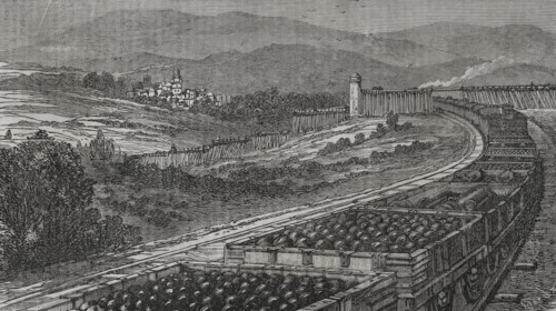 Franco-Prussian War (1870-1871): German train at Nauheim, transporting bullets...September 1870. Creator: Tomás Carlos Capuz.