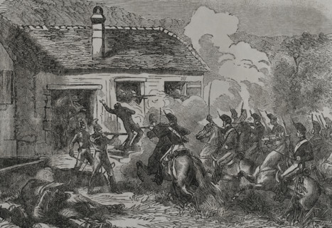 Franco-Prussian War (1870-71): Skirmish between French hussars and...Baden army...,1870.  Creator: Unknown.