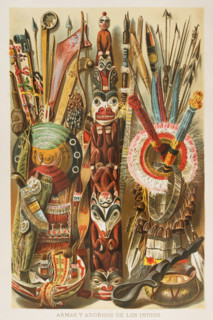 Weapons, utensils and ornaments of American Indians, 1892.  Creator: Unknown.