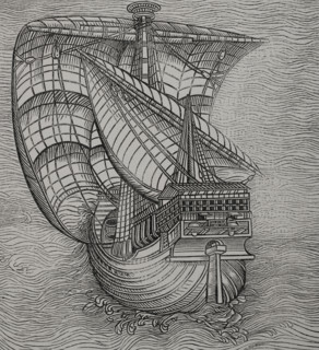 Lateen sail caravel, late 15th-century ship, 1892.  Creator: Unknown.
