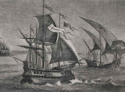 The three ships of Columbus: the caravel Niña, the caravel Pinta, and the carrack Santa María, 1892. Creator: Unknown.