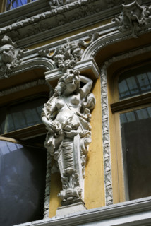 Facade and statues, "The Passage", hotel and mall, Odessa, Ukraine, 2011.  Creator: LTL.