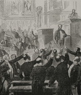 Franco-Prussian War (1870-1871): Session of the French Senate of 15 July 1870. War declaration.  Creator: Unknown.