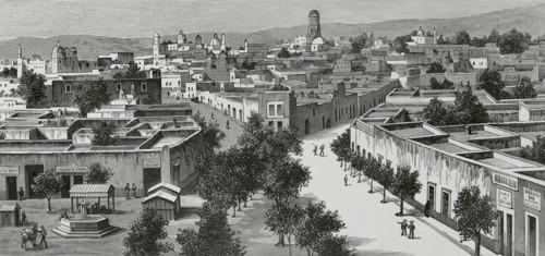 Panoramic view of the city of Querétaro, Mexico, 1883.  Creator: Manuel Nao.