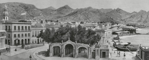 Calle de la Marina, (La Marina Street) and Alameda del Muelle, Santa Cruz de Tenerife, 1883. Creator: Bernardo Rico.