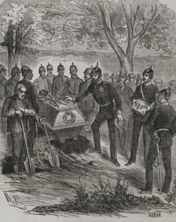 Franco-Prussian War (1870-1871): Burial of the French General Abel Douay...on 7 August 1870.  Creator: Ribas.