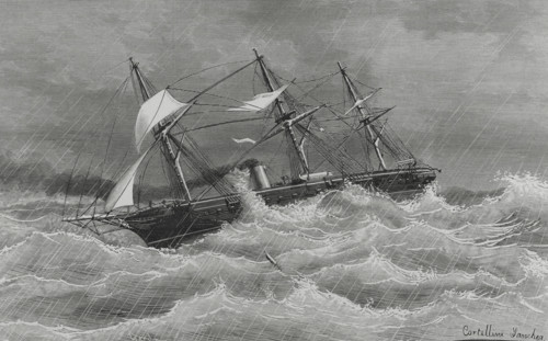 Crossing of the war frigate 'Navas de Tolosa' to the Pacific ports, 1882, (1883).   Creator: Tomás Carlos Capuz.