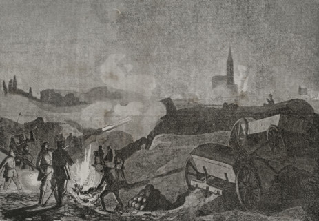 Franco-Prussian War (1870-1871): Bombardment of Strasbourg by the Prussians, 1870.  Creator: Unknown.