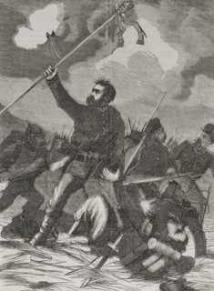 Franco-Prussian War (1870-71): Taking of a French Imperial eagle standard by the 3rd Posen..., 1870. Creator: Unknown.