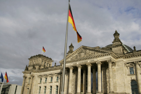 View of the main facade, Reichstag Building, Berlin, Germany, 2025. Creator: LTL.
